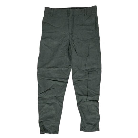 Aritzia Community Pants Straight Leg Cargo Army Linen blend Trouser Zipper Ankle - Picture 2 of 12